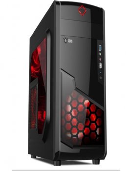 Elba X2Blk Gamer Siyah Kırmızı Led Panel Atx Kasa